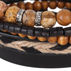 Men's Bracelet, Beaded Bracelet, Men's Wristband,  Leather Bracelet, Stacked,  Braided Bracelet, Men Women   Bracelet 12BRCH4490B