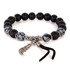 Beaded Bracelet Metal Wristband For Men Women