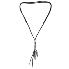 Feather Pendant Handmade Metal Necklace for Men and Women In Rustic Silver Finish 12NKCH5588N