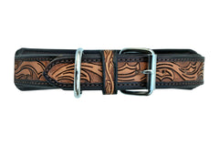 Western Style Beaded and Tooled Leather Dog Collar With Padded Soft Lining 10AB018