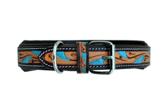 Western Style Hand Tooled Hand Finished Leather Dog Collar With Padded Soft Lining 10AB102