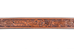 Genuine Leather Western Hand Tooled and Hand Painted Floral Belt  with Removable Buckle 30HQ007