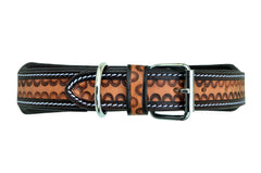 Western Style Hand Tooled Hand Finished Leather Dog Collar With Padded Soft Lining 10AB103