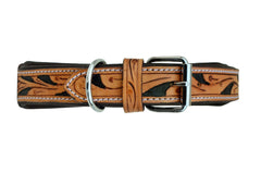 Western Style Hand Tooled Hand Finished Leather Dog Collar With Padded Soft Lining 10AB105