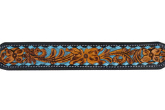 Western Style Hand Tooled Hand Finished Leather Dog Collar With Padded Soft Lining 10AB110