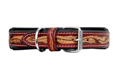 Western Style Hand Tooled Hand Finished Leather Dog Collar With Padded Soft Lining 10AB111