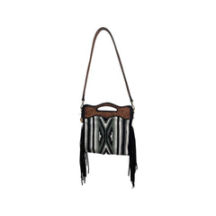 Personalizable Genuine Leather and Saddle Blanket Shoulder Bag with Hand Tooled Strap and Hand tooled Handle o20AB005