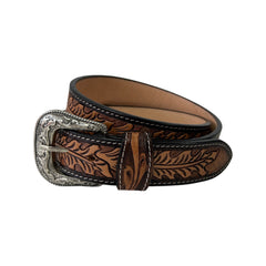 Personalizable Genuine Leather Western Belt Hand Tooled and Hand Painted Belt  with Removable Buckle 30HQ002