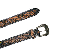 Personalizable Handmade Western Rodeo Heavy Duty Beaded Full-Grain Leather Belt Unisex with Removable Buckle 30HQ102