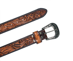 Personalizable Handmade Western Rodeo Heavy Duty Beaded Full-Grain Leather Belt Unisex with Removable Buckle  30HQ106