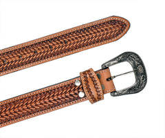 Personalizable Handmade Western Rodeo Heavy Duty Beaded Full-Grain Leather Belt Unisex with Removable Buckle  30HQ108