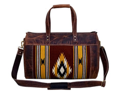 Personalizable Western Handwoven Wool and Leather Duffel Bag 20AB0024