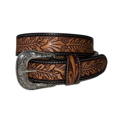 Personalizable Genuine Leather Western Belt Hand Tooled and Hand Painted Belt  with Removable Buckle 30HQ002