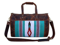 Personalizable Western Handwoven Wool and Leather Duffel Bag 20AB0021