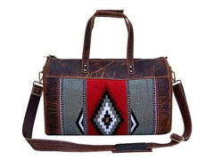 Personalizable Western Handwoven Wool and Leather Duffel Bag 20AB0022