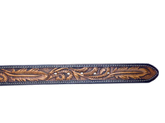 Genuine Leather Western Hand Tooled and Hand Painted Floral Belt  with Removable Buckle 30AB001