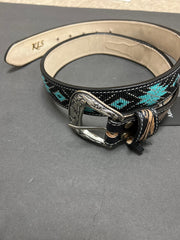 Personalizable Handmade Western Rodeo Heavy Duty Beaded Full-Grain Leather Belt Unisex with Removable Buckle  30HQ113