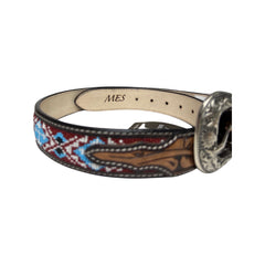 Personalizable Handmade Western Rodeo Heavy Duty Beaded Full-Grain Leather Belt Unisex with Removable Buckle  30HQ101