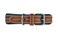 Western Style Hand Tooled Hand Finished Leather Dog Collar With Padded Soft Lining 10AB117