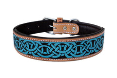 Western Style Hand Tooled Hand Finished Leather Dog Collar With Padded Soft Lining 10AB119