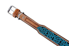 Western Style Hand Tooled Hand Finished Leather Dog Collar With Padded Soft Lining 10AB119