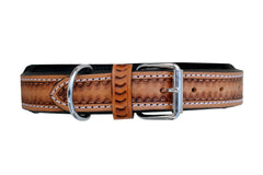 Western Style Hand Tooled Hand Finished Leather Dog Collar With Padded Soft Lining 10AB119