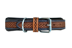 Western Style Hand Tooled Hand Finished Leather Dog Collar With Padded Soft Lining 10AB122