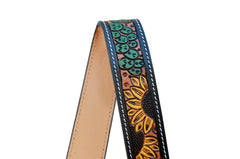 Premium Quality Personalizable Tooled Leather Western Replacement Purse Strap or Camera Strap with Antique Brass Finish Snaps S20AB505