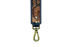 Premium Quality Personalizable Hand Tooled Leather Western Replacement Purse Strap or Camera Strap with Antique Brass Snaps S20AB507