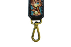 Premium Quality Personalizable Hand Tooled Leather Western Rodeo Replacement Purse Strap or Camera Strap with Antique Brass Snaps S20AB501