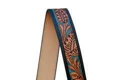 Premium Quality Personalizable Hand Tooled Leather Western Rodeo Replacement Purse Strap or Camera Strap with Antique Brass Snaps S20AB501