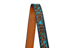 Premium Quality Personalizable Tooled Leather Western Replacement Purse Strap or Camera Strap with Antique Finish Brass Snaps S20AB508