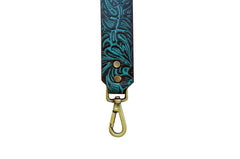 Personalizable Hand Tooled Leather Western Replacement Purse Strap or Camera Strap with Antique Brass Finish Snaps S20AB512