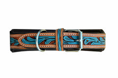 Western Style Hand Tooled Hand Finished Leather Dog Collar With Padded Soft Lining 10AB128