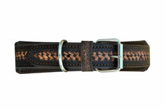 Western Style Hand Tooled Hand Finished Leather Dog Collar With Padded Soft Lining 10AB129