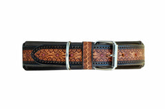 Western Style Hand Tooled Hand Finished Leather Dog Collar With Padded Soft Lining 10AB131