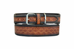 Western Style Hand Tooled Hand Finished Leather Dog Collar With Padded Soft Lining 10AB131