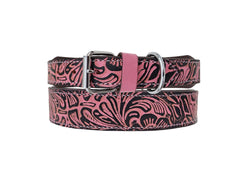 Western Style Hand Tooled Hand Finished Leather Dog Collar With Padded Soft Lining 10AB134