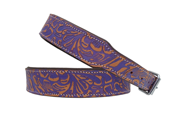 Western Style Hand Tooled Hand Finished Leather Dog Collar With Padded Soft Lining 10AB135