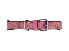 Western Style Hand Tooled Hand Finished Leather Dog Collar With Padded Soft Lining 10AB137