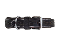 Western Style Hand Tooled Hand Finished Leather Dog Collar With Padded Soft Lining 10AB120