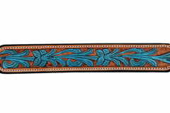 Western Style Hand Tooled Hand Finished Leather Dog Collar With Padded Soft Lining 10AB128