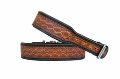 Western Style Hand Tooled Hand Finished Leather Dog Collar With Padded Soft Lining 10AB131