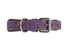 Western Style Hand Tooled Hand Finished Leather Dog Collar With Padded Soft Lining 10AB135