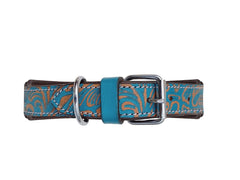 Western Style Hand Tooled Hand Finished Leather Dog Collar With Padded Soft Lining 10AB136