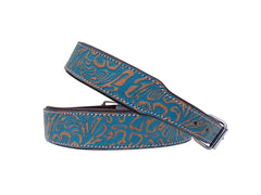 Western Style Hand Tooled Hand Finished Leather Dog Collar With Padded Soft Lining 10AB136