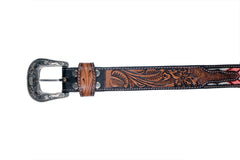 Handmade Western Rodeo Heavy Duty Beaded Full-Grain Leather Belt Unisex with Removable Buckle  30HQ109