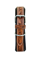 Western Style Hand Tooled Hand Finished Leather Dog Collar With Padded Soft Lining 10AB115