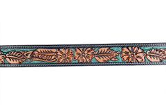 Genuine Leather Western Hand Tooled and Hand Painted Floral Belt  with Removable Buckle 30HQ012