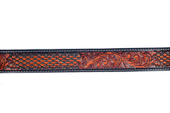 Genuine Leather Western Hand Tooled and Hand Painted Floral Belt  with Removable Buckle 30HQ013